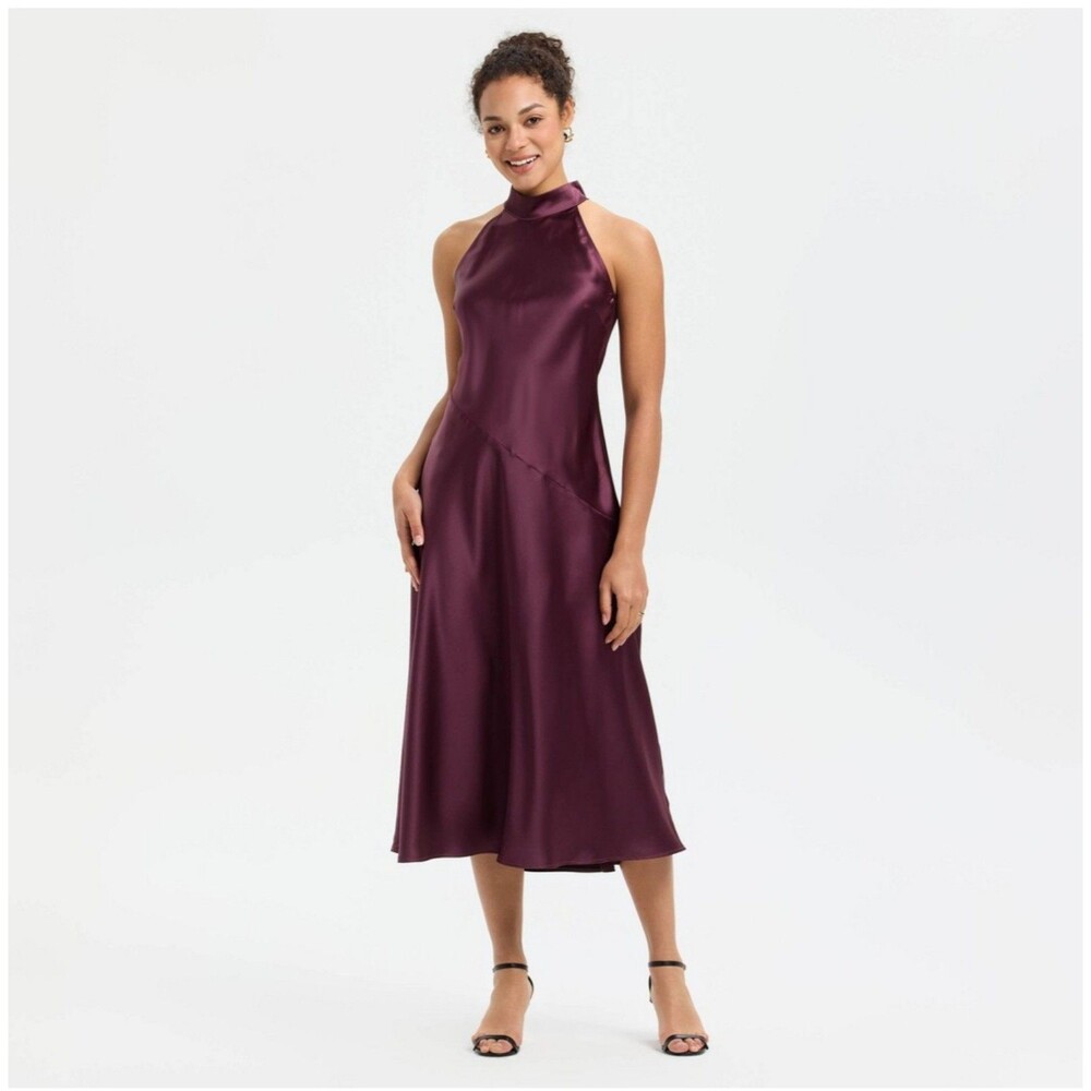Women's A New Day Midi A-Line Sleeveless Dress Wine Red Medium - Picture 1 of 10